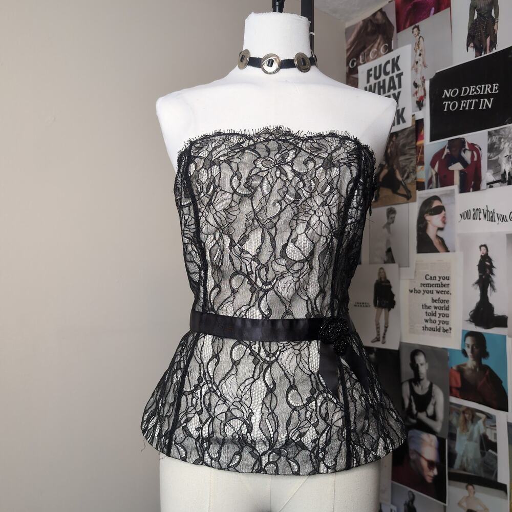 Lace Strapless Peplum Glam Top